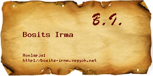Bosits Irma névjegykártya